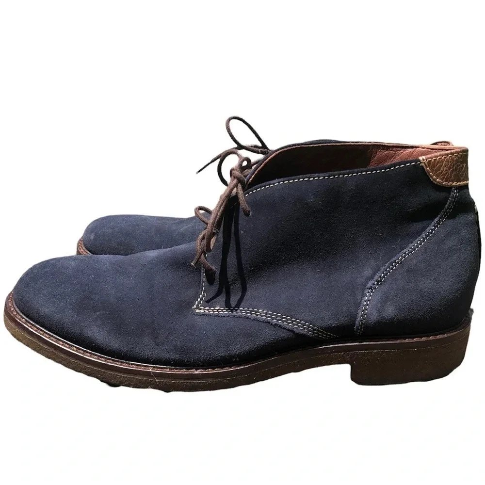 JOHNSTON & MURPHY MENS NAVY SHEEPSKIN BOOTS